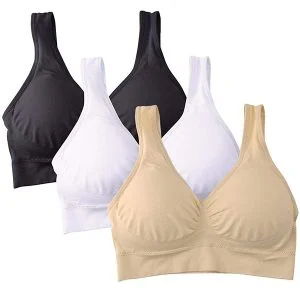 Bøjlefri BH 3 stk./pakke - Sort+Beige+Hvid