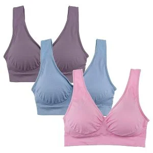 Bøjlefri BH 3 stk./pakke - Blå+Violet+Rosa