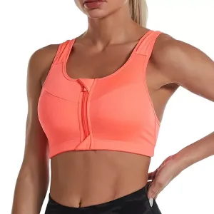 Sports-Bh Med Lynlås Foran Yoga-Top - Appelsin