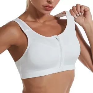 Sports-Bh Med Lynlås Foran Yoga-Top - Hvid