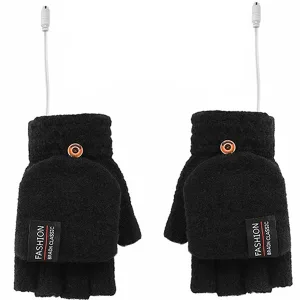 USB Elektrisk Varme Halvfingerhandsker - Sort
