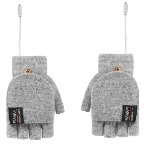 USB Elektrisk Varme Halvfingerhandsker - Grå
