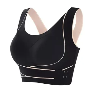 Sømløs Sports-BH med Frontlukning - Sort