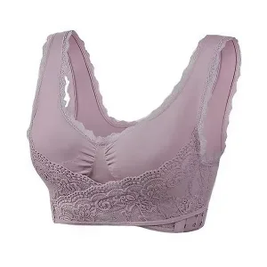Trådløs Blonde-BH med Frontlukning - Lilla