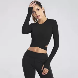 crop top, langærmet t-shirt, gym top, gym skjorte, sportstrøje, yoga top, yoga skjorte, langærmet yoga skjorte