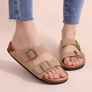 sandaler, hjemmesko, korksandaler, flade hjemmesko, korktøfler, skridsikre hjemmesko, skridsikre sandaler