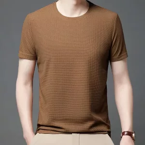 herre t-shirt, rundhalset t-shirt, vaffel t-shirt, bomulds t-shirt, kortærmet t-shirt
