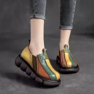 damesko, fritidssko til kvinder, slip-on-sko, farverige sko, sko med tykke såler, sko i regnbuefarve, etniske sko