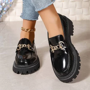 dame loafers, platform sko, platform loafers, slip on loafers, rund tå sko, rund tå loafers