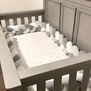 crib bumper, crib protector, crib braid, braided bed bumper