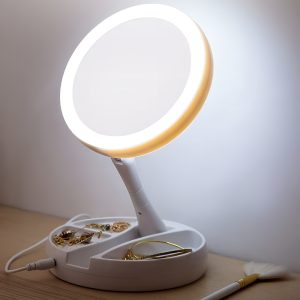 vanity mirror, makeup mirror, makeup mirror with led light, magnifying makeup mirror, double sided mirror, foldable makeup mirror, desk makeup mirror