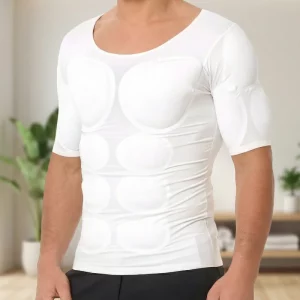 padded fake muscle shirt, mens fake abs shirt, fake abs undershirt