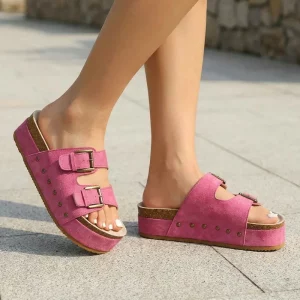 Damesandaler med stilfuld, tyk sål og justerbare remme – komfortable platforms-sommertøfler